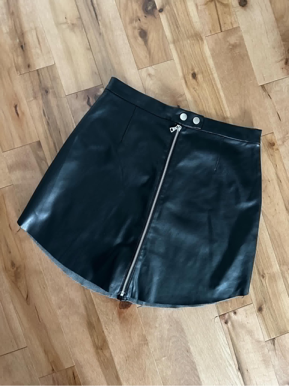Dynamite Black Faux Leather Mini Skirt with Front Zip